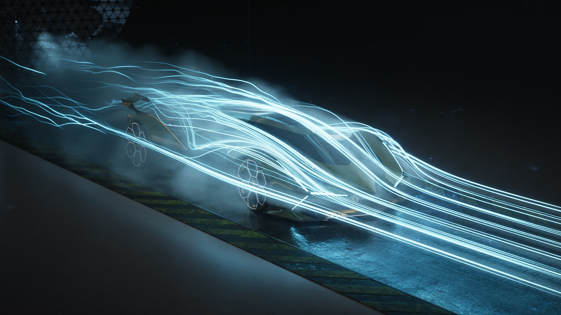 Wind tunnel simulation beauty shot