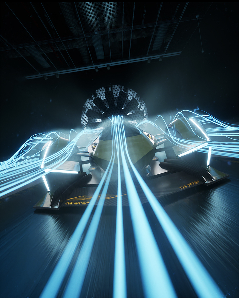 Wind tunnel simulation beauty shot